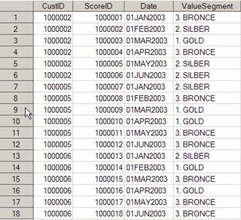 Using Data from the SCORES-Table %let snapdate = 30JUN2003 d; DATA ScoreFuture(RENAME = (ValueSegment = FutureValueSegment)) ScoreActual ScoreLastMonth(RENAME = (ValueSegment = LastValueSegment));