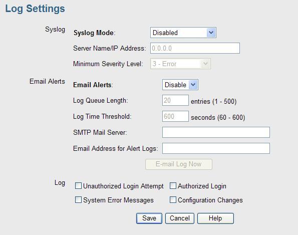 7.5 Log Settings If you have a Syslog Server on your LAN, this screen allows you to configure the Access Point to send log data to your Syslog Server.