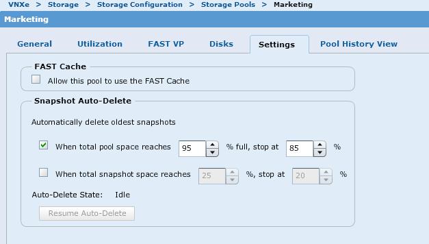 currently deleting any snapshots. The Auto-Delete settings can be modified based on business needs in the storage pool details page.
