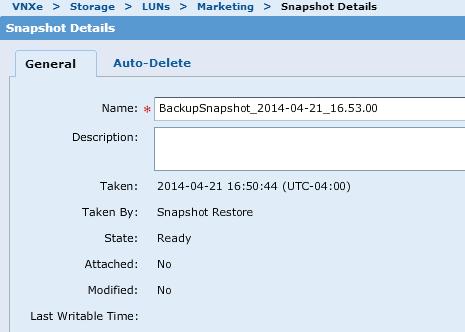 After the data is restored, additional changes can be made. If data is accidently deleted, the backup snapshot can be used to restore data back to the point when the backup snapshot was created.
