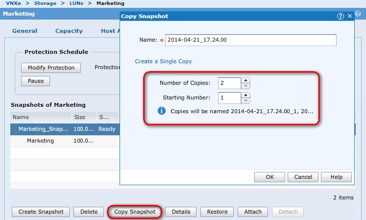 Copying Snapshots Figure 21: Snapshot Restore Details Snapshots can be duplicated to provide the same point-in-time copy of data to multiple hosts.
