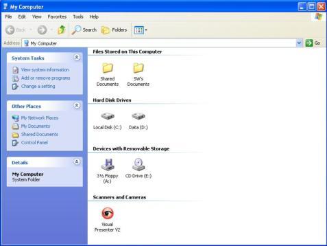 shown below 6. Click the [Visual Presenter V2]. 7.20.6 I would like to set the DC265 as a Removable Disc 1.