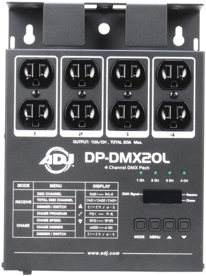 4 CHANNEL DMX DIMMER PACK 05 ADJ Products, LLC all rights reserved. Information, specifications, diagrams, images, and instructions herein are subject to change without notice.