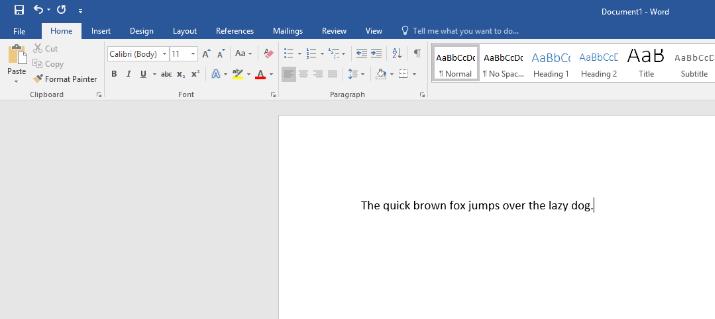 When you type text into a Word document, each character appears to the left of the blinking insertion point (the cursor) in the document window.