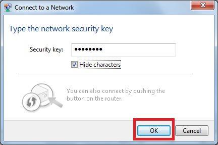2. Enter your network key when the box is shown below, and click OK.