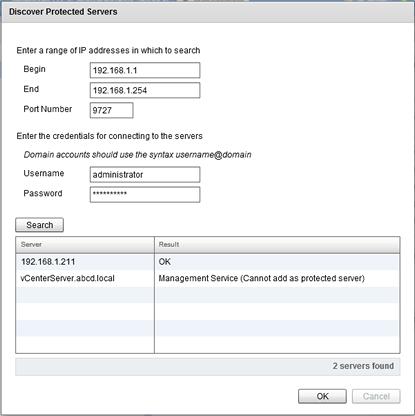 Installing Neverfail IT Continuity Engine Figure 42: Discover Protected Servers dialog 2.