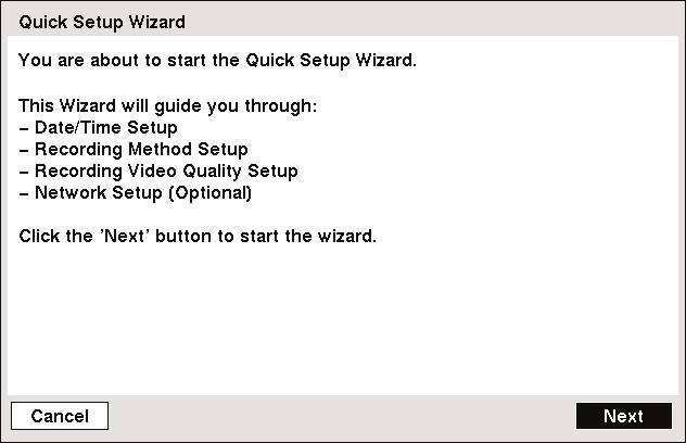 Go to System Wizard to display the Wizard setup screen.