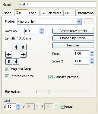 BARS 20 Figure 2.14: The bar register in the tabsheet constructed. Whenever you tick or untick this box, it is switched accordingly for all registers of the tabsheet. 2.4.3 Bar Options Choose by Profile: If you click on the button "Choose by Profile", you can simultaneously select all bars with a certain profile or all bars with no profile.