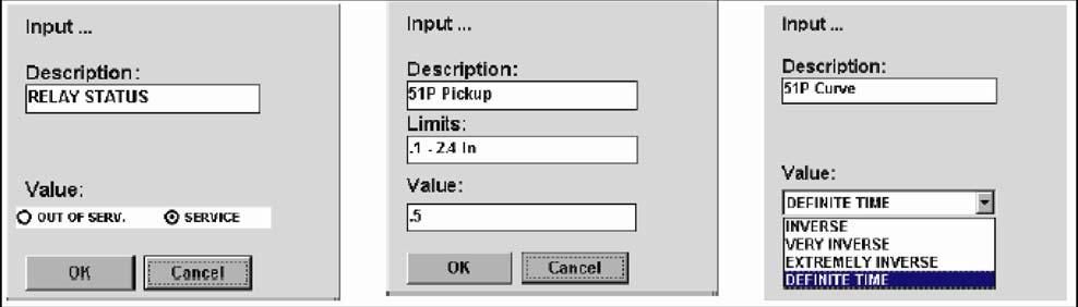 4.3 SETPOINT 4 COMMUNICATIONS Primarily there are four different setting formats: Boolean/Logic Settings (only two choices).