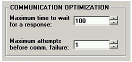 4 COMMUNICATIONS 4.6 COMMUNICATION 4.6.1.3 COMMUNICATION OPTIMIZATION COMMUNICATIONS OPTIMIZATION box allows the user to enter values to control device response to communication attempts.