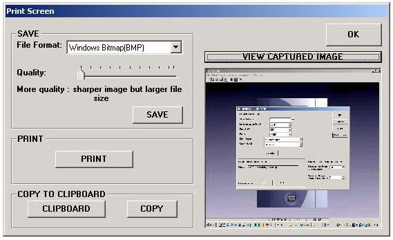 4 PRINT SCREEN When the Print Screen button is pressed, a new window appears asking if the user wants to capture the entire screen or only the active window (the one with all the communication