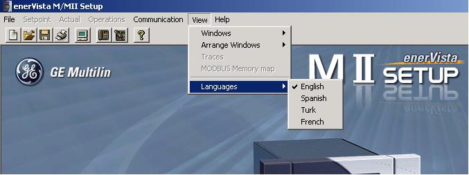 4 COMMUNICATIONS 4.7 VIEW 4.7.3 LANGUAGES LANGUAGES option is only active when there is no active communication with the relay.