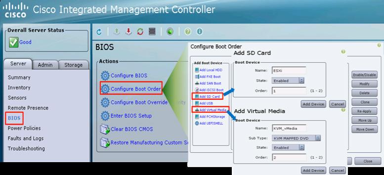 Figure 15. Configuring Boot Order Installing VMware ESXi Follow the steps here to install ESXi.