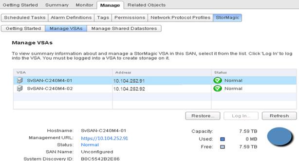 Manage VSAs You can manage VSAs in the plug-in. 1. To check the status of your VSAs, in the plug-in, click Manage VSAs (Figure 37). Figure 37. Checking the Status of VSAs 2.