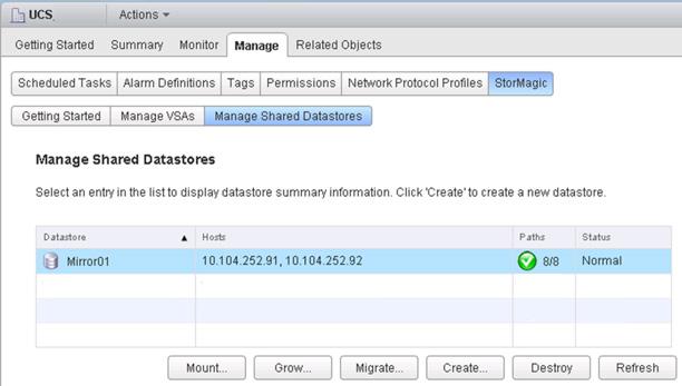 Managing Shared Data Stores You can manage the shared data stores. 1. To manage shared data stores, in the plug-in, click Manage Shared Datastores (Figure 42). Figure 42.