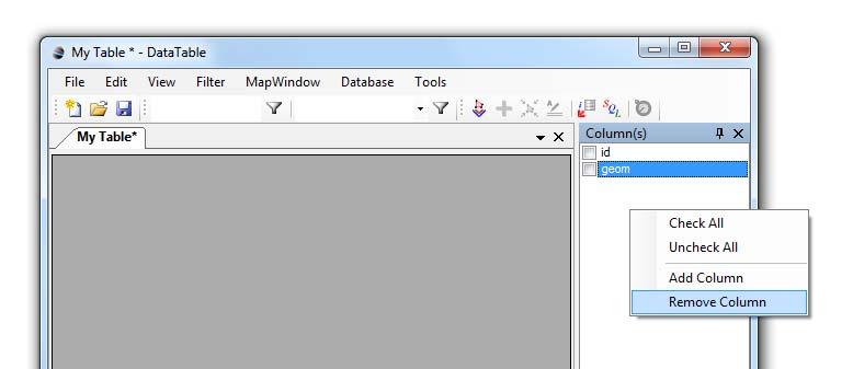 Remove Column To remove column from current DataTable, select a column to delete from Column(s) pane.