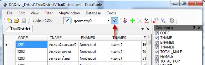 To filter invalid geometry row, click on Enable Geometry Filter button 3.3.1.9. AutoFill AutoFill is used to fill the column of all or selected row(s) with specified value.