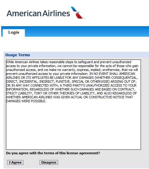 Registration requires acceptance of AA s usage terms. Please read and select I Agree to move forward with registration.