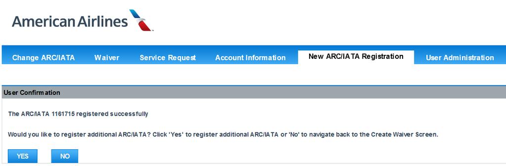 Click on Register. Your new ARC/IATA has been registered successfully.