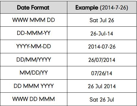 There are 7 available date formats: To configure the time and date format manually on your phone: 1.