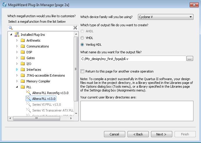 Figure 3-9 MegaWizard Plug-In Manager [page 2a] Selections 5.
