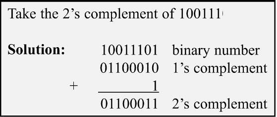 0.1 Numbering and Coding Systems 2 s compliment of a binary number To get the 2 s complement of a binary number, invert all the bits and