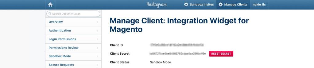 3. Go to cerated Client at Manage Clients page client
