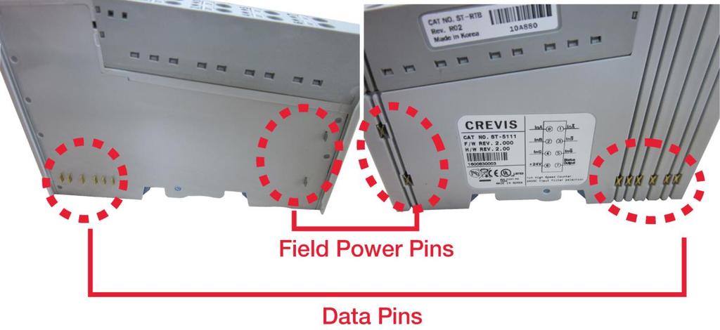 Internal FnBus/Field Power Contacts Communication between the NA series and the expansion module