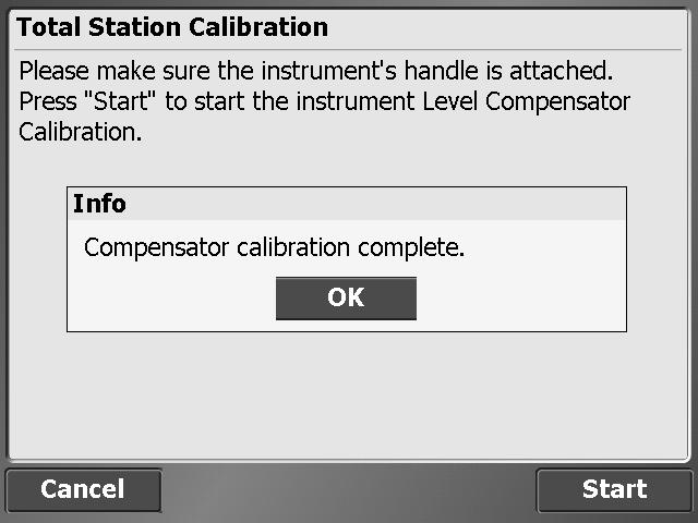 12 Advanced Total Station Features To start the calibration: 1. From the Home menu, tap Total Station / Total Station Calibration.