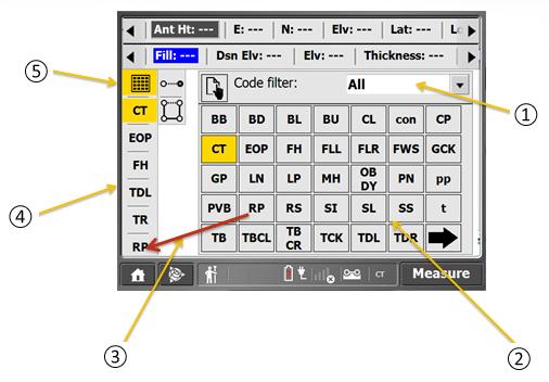 6 Measurement Workflows Select this option 1 2 3 4 5 to filter by group or category. select a feature code. drag code to the Quick Select list. select from the Quick Select list.