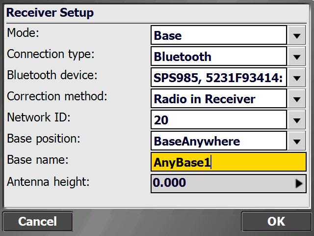 Measuring with GPS BaseAnywhere base station setup BaseAnywhere is a feature that enables a base station to be set up anywhere on the job site, including on the roof of a vehicle, a range pole with a