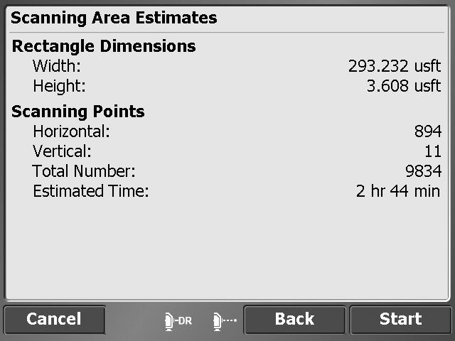 Advanced Total Station Features 8. Enter a point name and code and set the horizontal and vertical distance intervals.