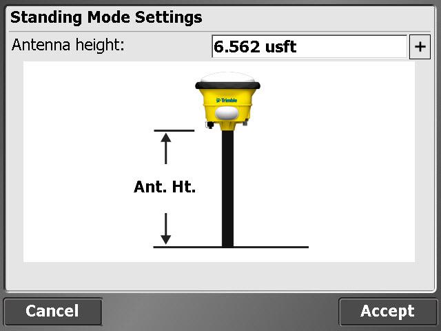 Measurement screen Trimble icon menu Tap the Trimble button to directly