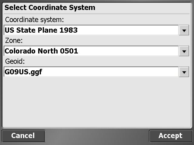 To use a geoid for the first time, it must be exported from the Business Center - HCE software, and stored in the Trimble GeoData folder on the controller.