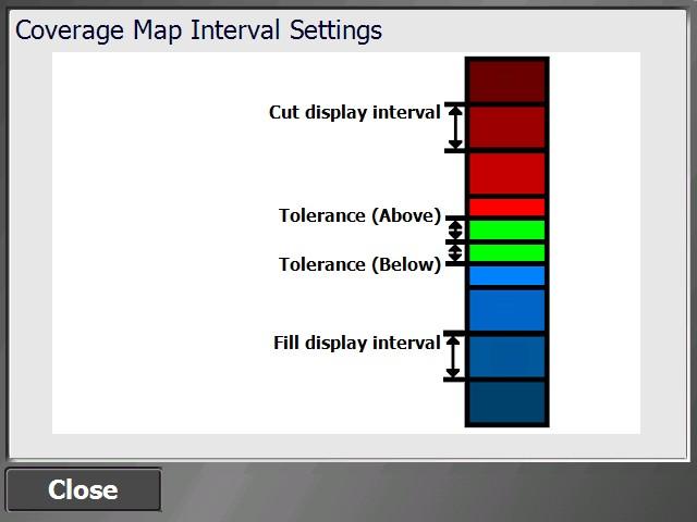 Measurement Workflows Grid cut/fill color display values are graduated into four shades each of blue and red.