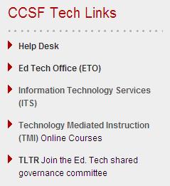 The CCSF Link-Arrow List The CCSF Link-Arrow List produces a list of links to pages inside or external to the CMS.