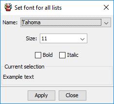 4.1 Making lists easier to read As with other support programs, RegistrationSR allows you to change the font used to display the three lists. Use the "View"/"Change font.