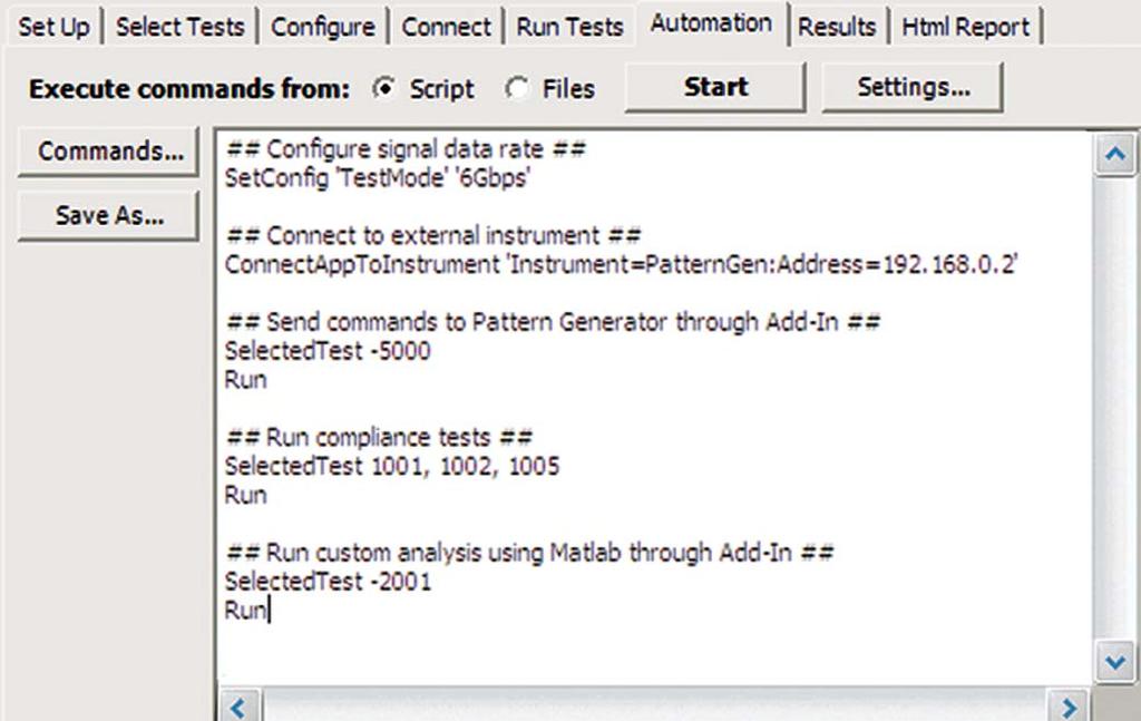 Automation You can completely automate execution of your application s tests and Add-Ins from a separate PC using the included N5452A Remote Interface feature (download free toolkit from www.agilent.