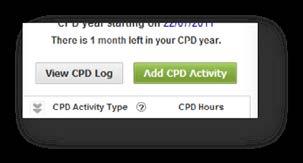 From the Actions box you can add a new CPD activity, view Removed CPD, Print or Export a copy of your CPD record or amend your CPD start date in Settings.
