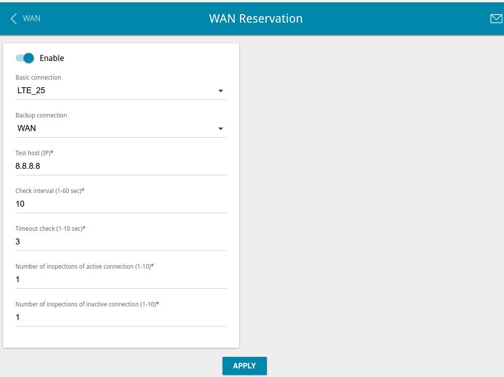 WAN Reservation On the Connections Setup / WAN Reservation page, you can enable the WAN backup function, which provides you with uninterrupted access to the Internet.