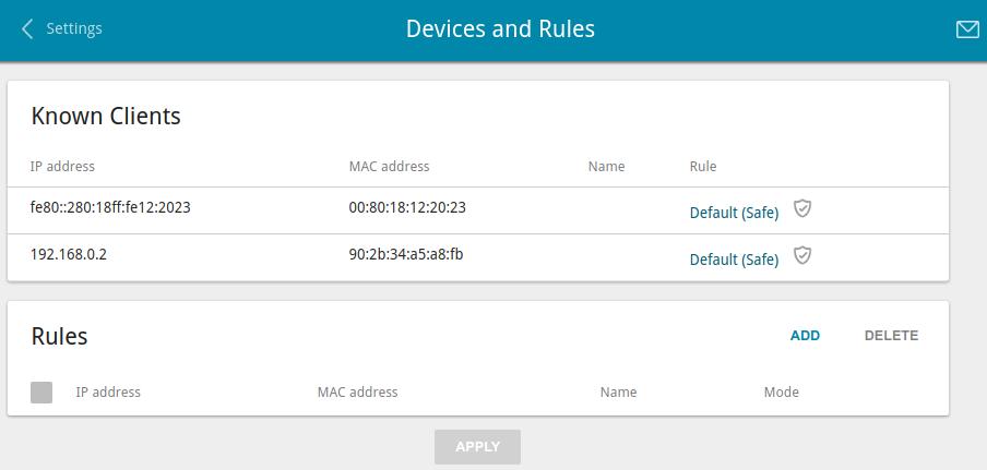 Devices and Rules On the Yandex.DNS / Devices and Rules page,