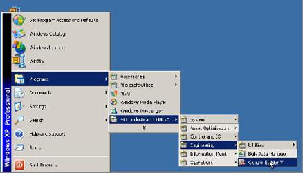 start menu of Windows.