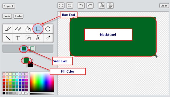 Step 4: Creating the School Background For school background, we will draw a old-school blackboard and several