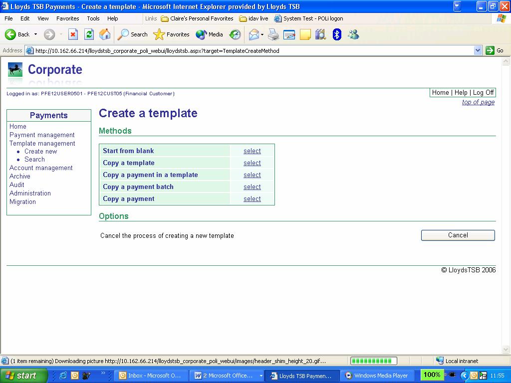 1. To create a template from scratch, select Create new and the following screen is displayed.
