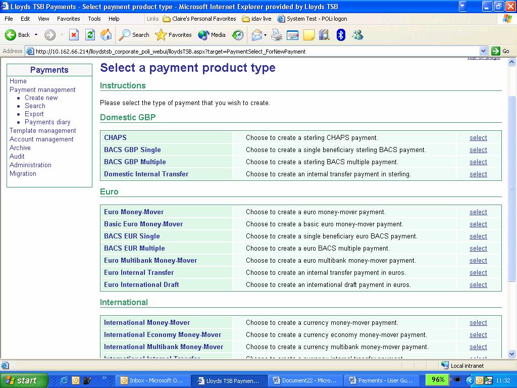 The above screen will only display the payment product type which, - your organisation opted for during the registration