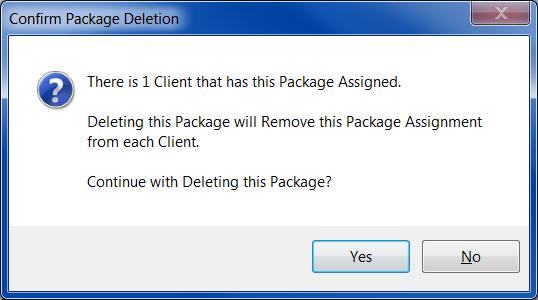 Package. T Delete a Package available fr yur clients, highlight a Package in the list and click the Delete buttn.