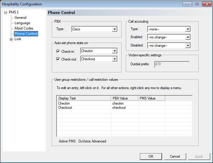 1. Choose Cisco from the PBX dropdown. 2. Fill in the User group restrictions / call restriction values used on the PBX.