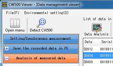 7 Outputting Voltage Quality Reports Selecting the Recorded Data to Output 1 On CW500Viewer, click Open menu.