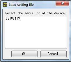 To load setting data from the CW500 that the PC is connected to, click the Receive icon. A window for selecting the target CW500 will appear.