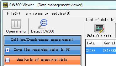 3 Saving Recorded Data to a PC Saving Recorded Data to the PC by Connecting the CW500 to the PC 1 On CW500Viewer, click Open menu.